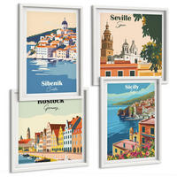 BILDER SET 4er Set - 50x50 cm & 40x60 cm Weißer Rahmen - Landschaften europäischer Städte - Weiß, Kunststoff (50/50cm) - TULUP