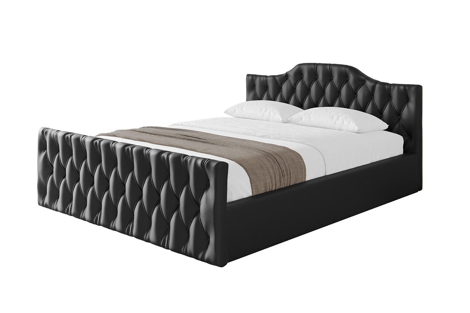 POLSTERBETT mit Bettkasten, Fußteil und Lattenrost, Boxbett mit Matratze H3/H4 - FALIO-Z-V1 120x200 Schwarz Kunstleder - Schwarz Hochglanz, Holzwerkstoff/Textil (120/200cm) - ALTDECOR