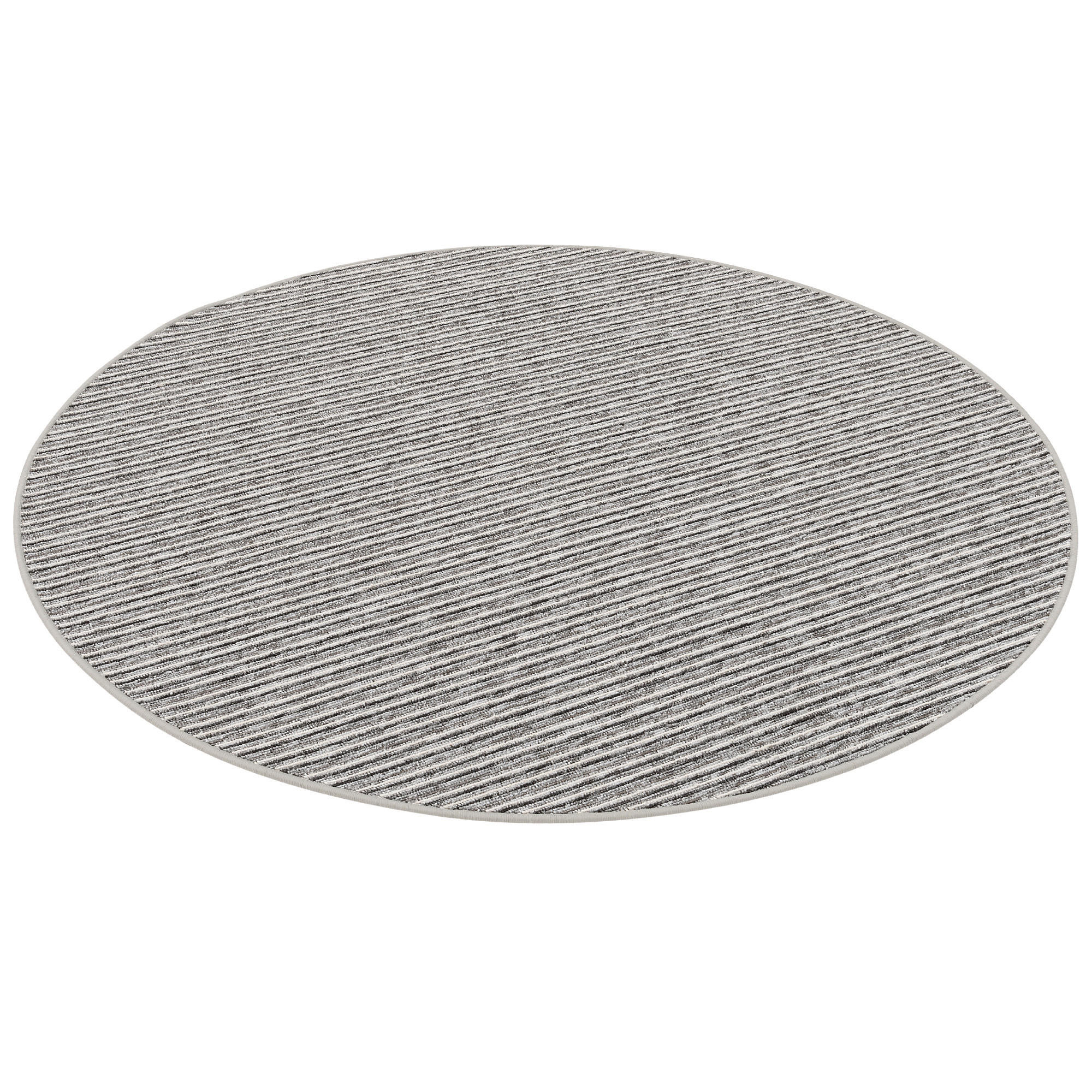 Thumbnail - Snapstyle Streifenberber, Grau, Textil, Rund, 133x133 cm, Teppiche & Böden, Teppiche