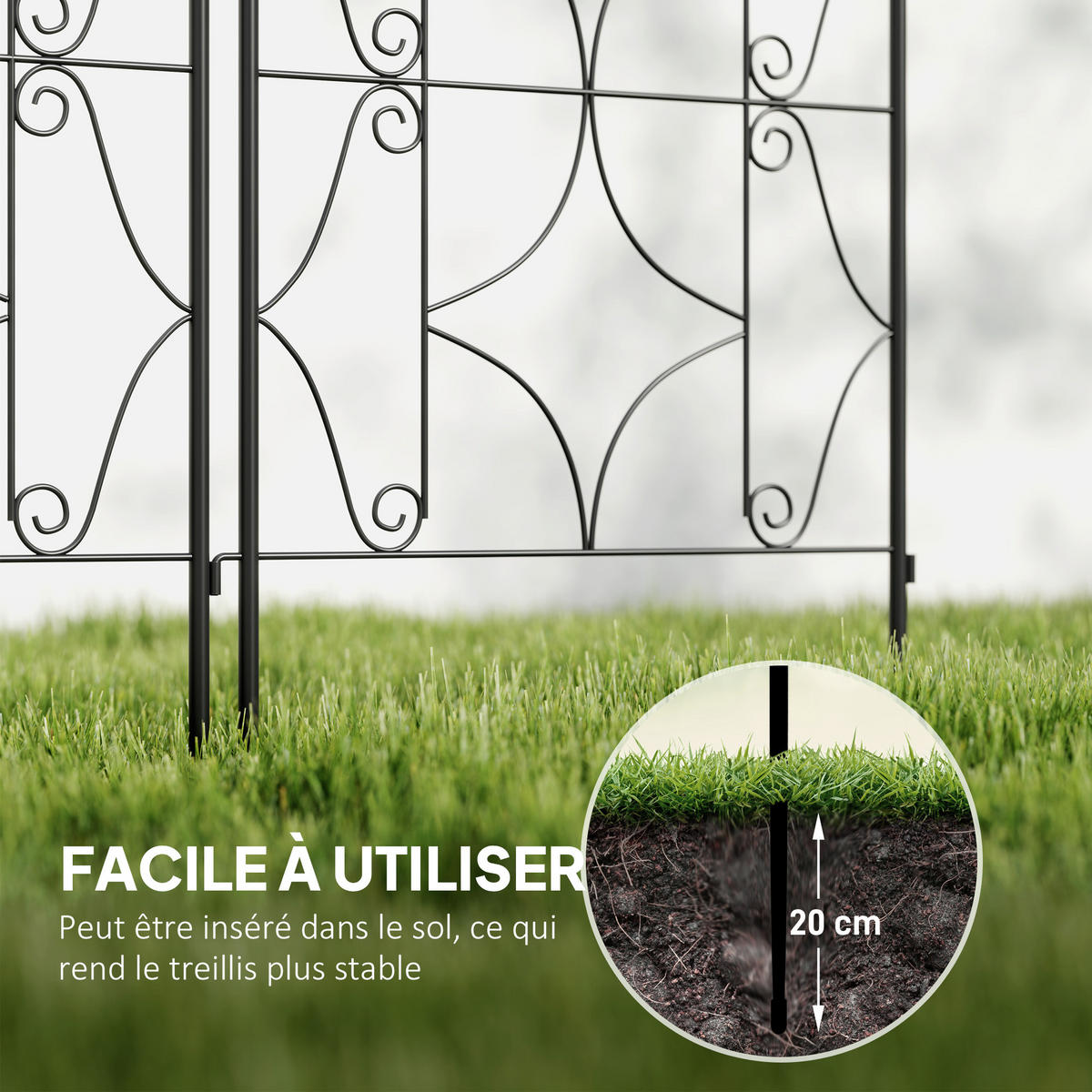 PFLANZENGITTER 2er-Set DE-13792 für Kletterpflanzen 50x150 cm Schwarz - Schwarz, Metall (1.3/150/50cm) - ComfortXL