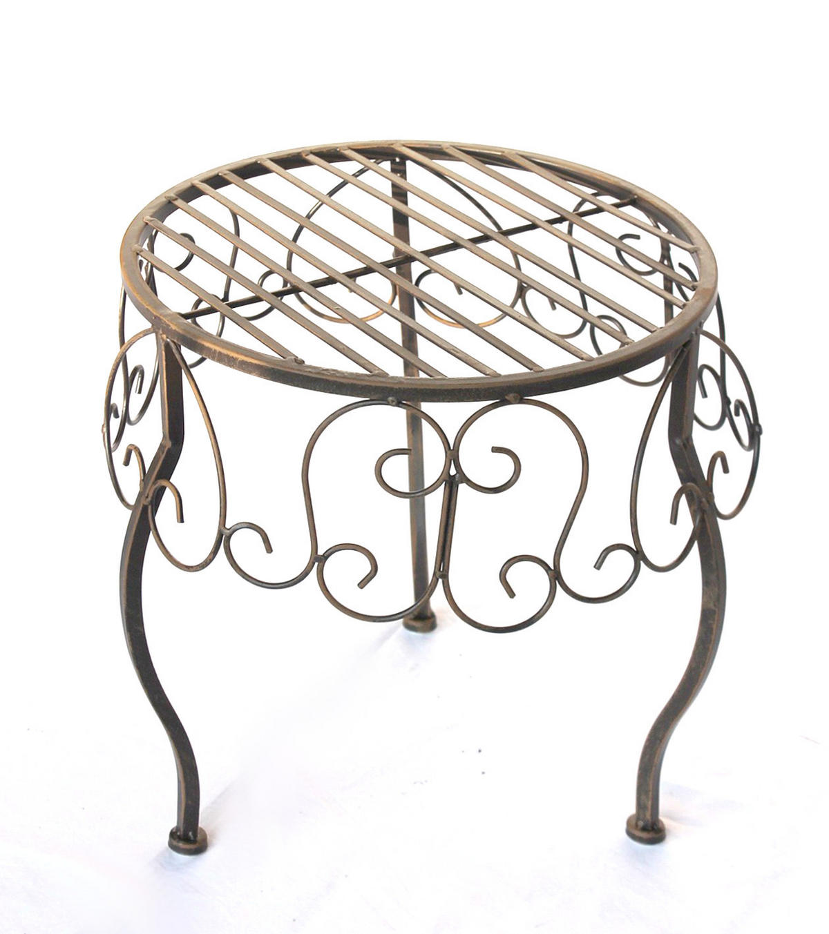 BLUMENHOCKER Rund Metall Braun 35 cm 140129 XL - Braun, Metall (32/35/32cm) - DanDiBo