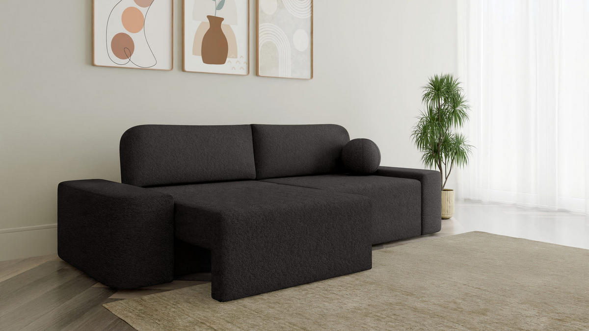 SOFA Lisbon - Schwarz (Arena 19) - Schwarz, Holzwerkstoff (268/85/110cm)