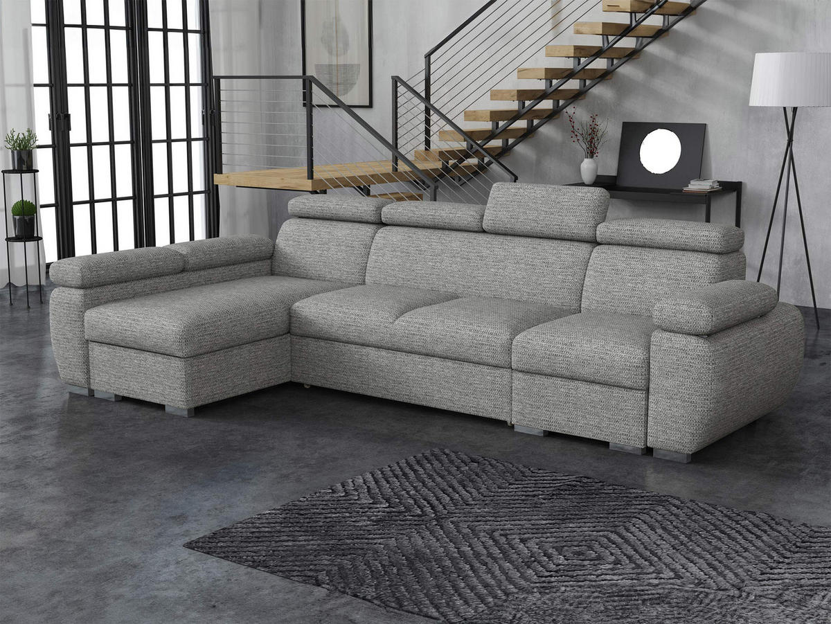 ECKSOFA Boston LCP, Seite: Links LCP+2R+1P(65) - Greige/Silberfarben, Holz/Textil (320/170cm) - MIRJAN24