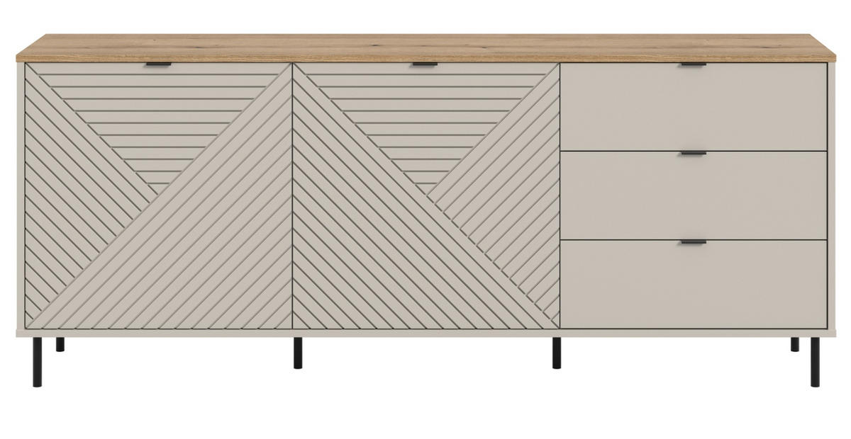 SIDEBOARD Kaschmir, Evoke Eiche 184 x 95 cm, Kommode mit viel Stauraum - Kaschmir/Eichefarben, Holzwerkstoff/Metall (184/75/40cm) - Inn.Furn