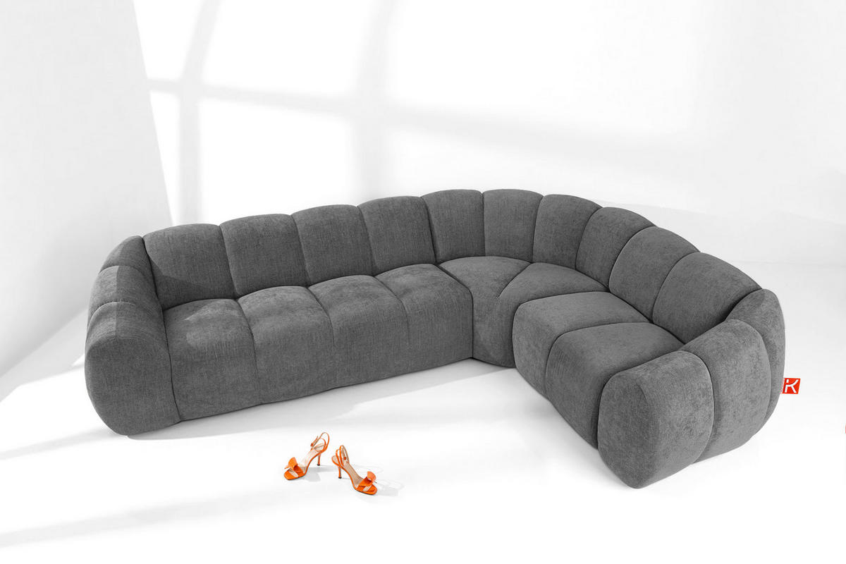 ECKSOFA RECHTS FLAVA, Aschgrau - Grau, Holz/Holzwerkstoff (310/230cm) - KONSIMO®