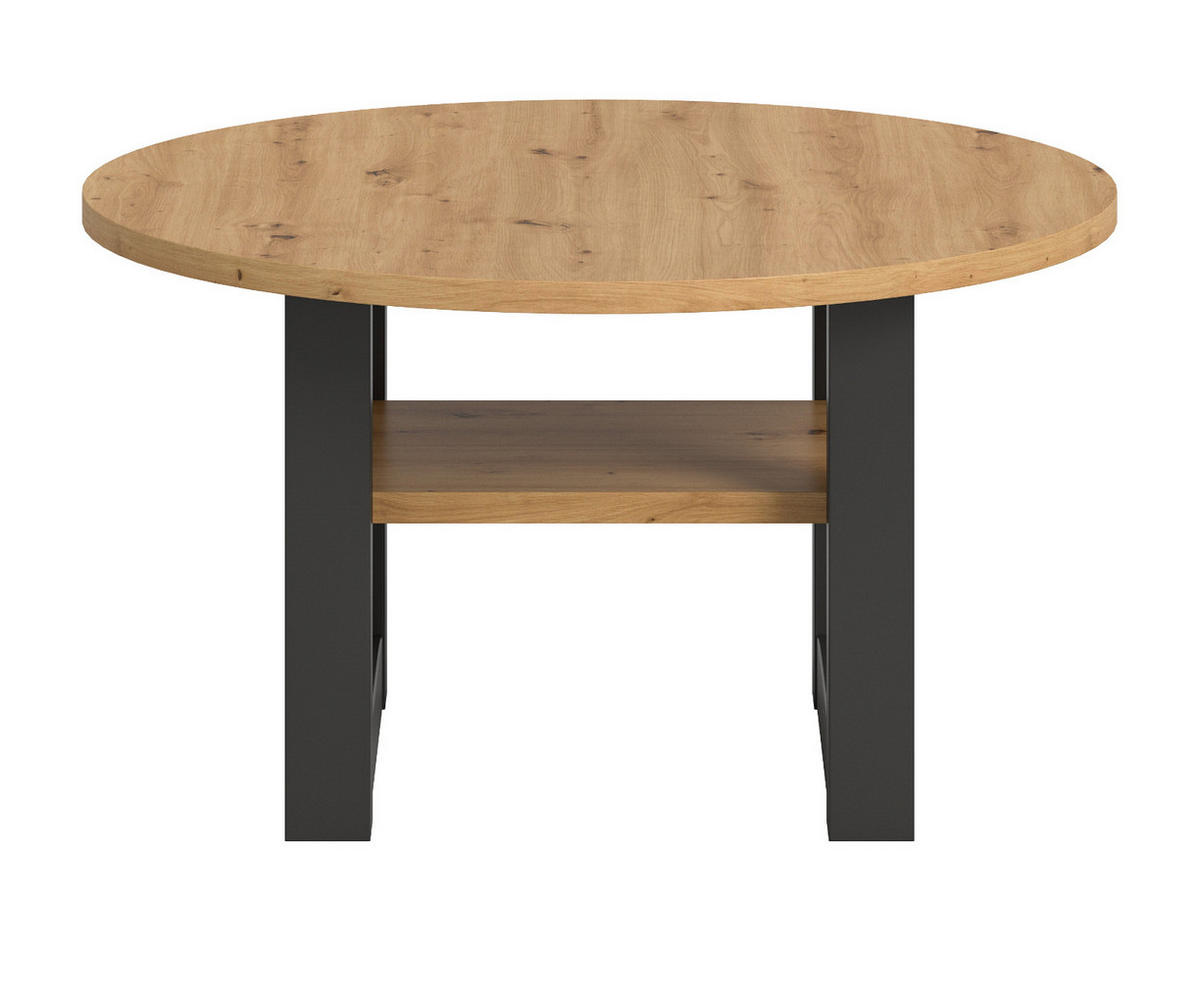 COUCHTISCH Eiche, grau rund 75 cm, Wohnzimmertisch mit Ablage - Eiche Artisan/Grau, Holzwerkstoff/Metall (75/75/42cm) - Inn.Furn