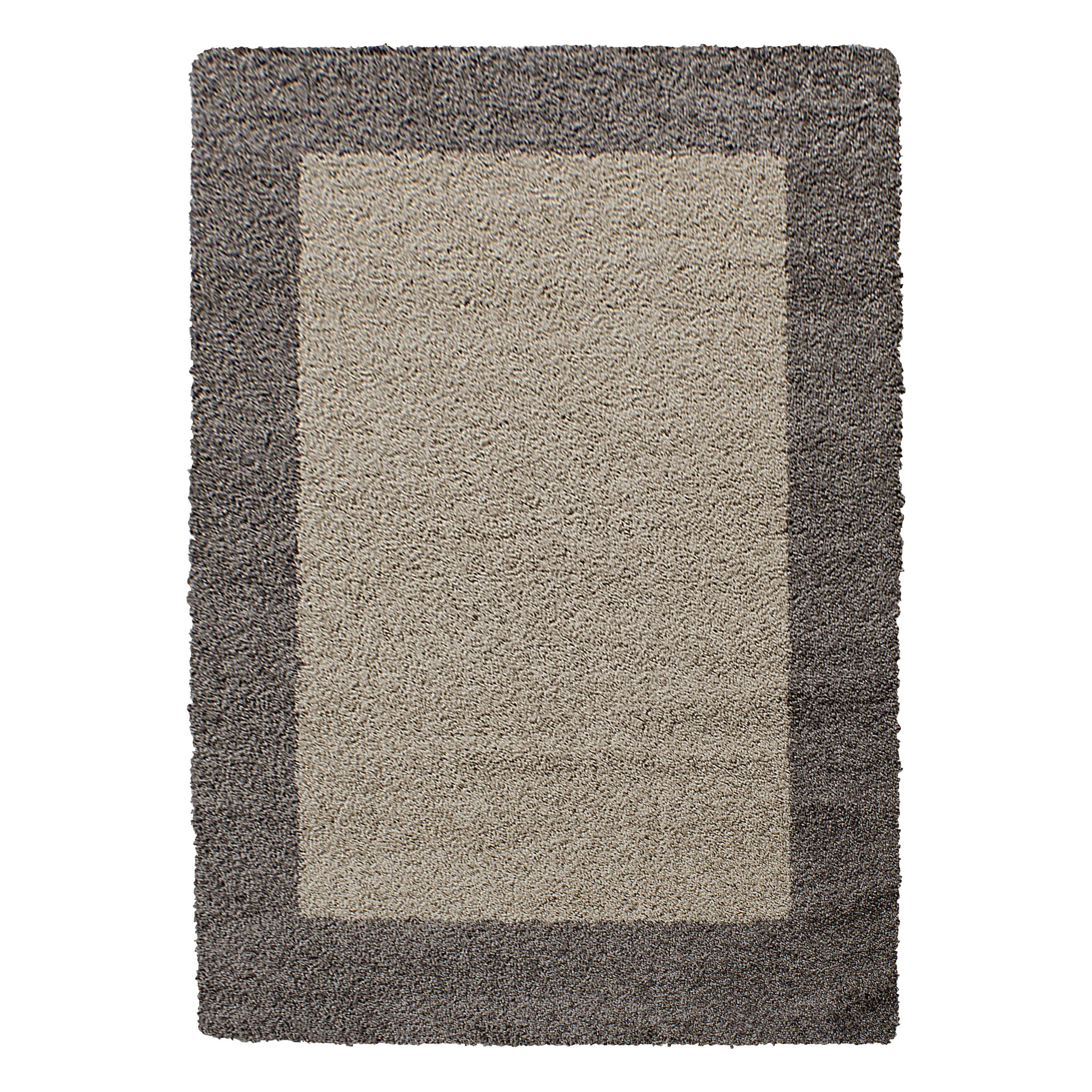 TEPPICH Hochflor einfarbig mit Bordüre Polypropylen Wohnzimmer Taupe Rechteckig 160x230 - Taupe, Textil (160/230cm) - KADIMA DESIGN