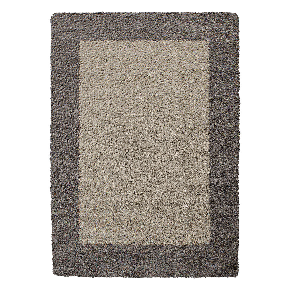 TEPPICH Hochflor einfarbig mit Bordüre Polypropylen Wohnzimmer Taupe Rechteckig 160x230 - Taupe, Textil (160/230cm) - KADIMA DESIGN