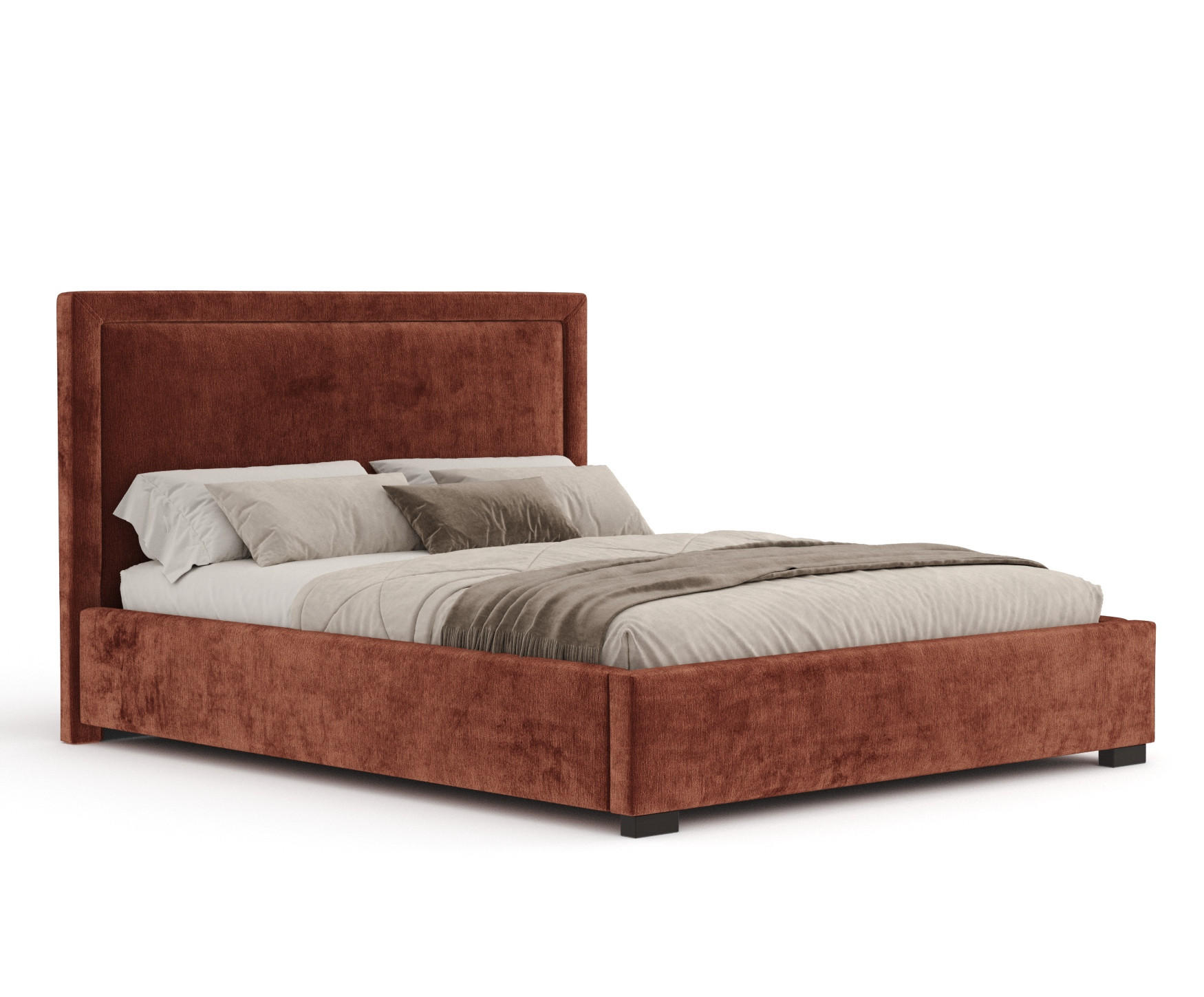 POLSTERBETT Ordina Kupferfarbe 120/200 cm im Chenille-Stoff - Schwarz/Naturfarben, Holz/Holzwerkstoff (120/200cm) - Maison de Reve