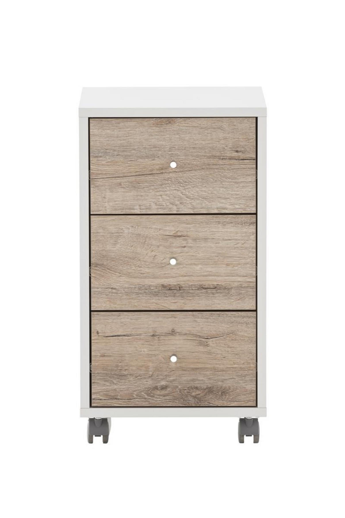 ROLLCONTAINER Pigeon 59,7x32,6x39 cm 3 Schubladen Weiß/Eiche - Weiß, Holz (32.6/59.7/39cm) - PROREGAL