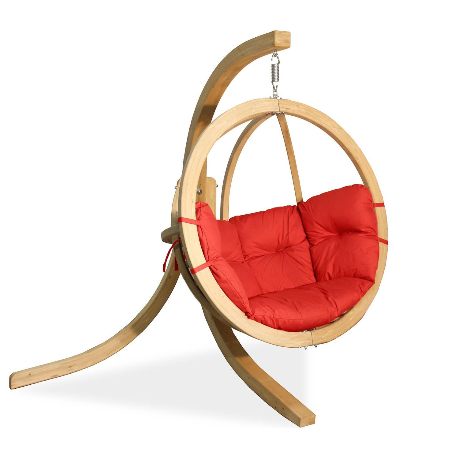 HÄNGESESSEL mit Gestell HIGLO ,Rot - Rot, Holz/Textil (230/183/130cm) - KONSIMO®