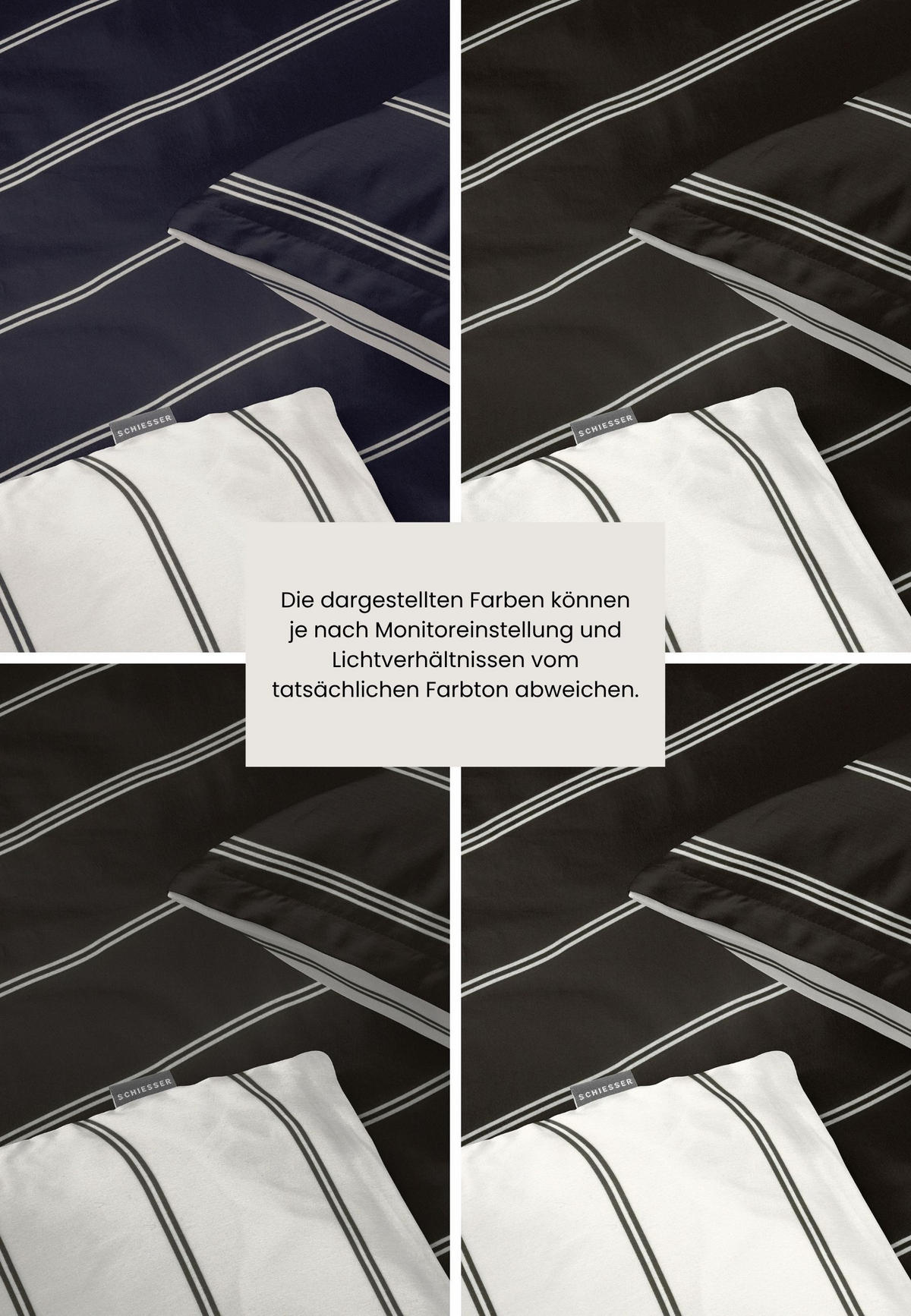 BETTWÄSCHESET Mateo - Feinbiber - 2-teilig - 135x200 cm - Offwhite-Schwarz - Schwarz, Textil (135/200cm) - SCHIESSER