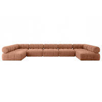 WOHNLANDSCHAFT modulares Sofa Garvo-U3 - 475x190x70 cm Apricot Velours - Koralle, Holzwerkstoff/Textil (475/70/190cm) - ALTDECOR