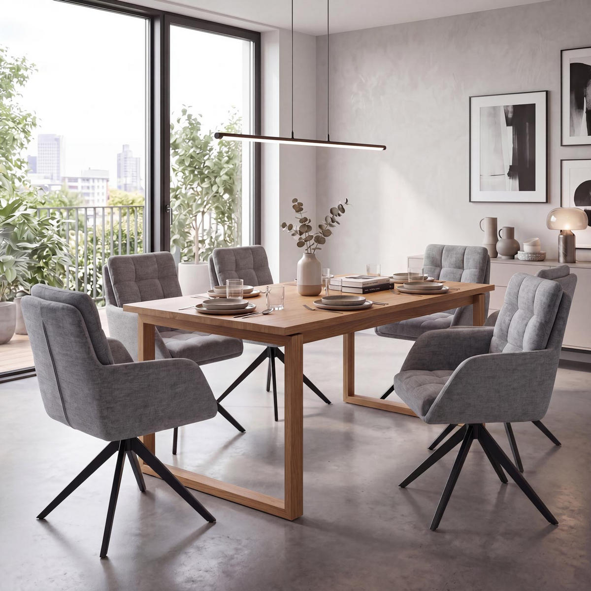 ESSZIMMERSTUHL Grau 6er-Set - Grau, Textil (61/89/66cm) - MCW