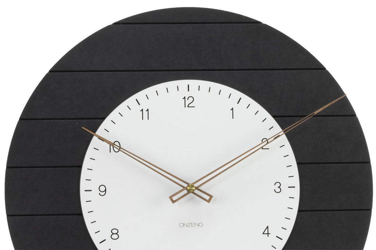 WANDUHR Design Schwarz-Weiß 50/50 cm - Schwarz, Holzwerkstoff (1.7/50/1cm) - ONZENO