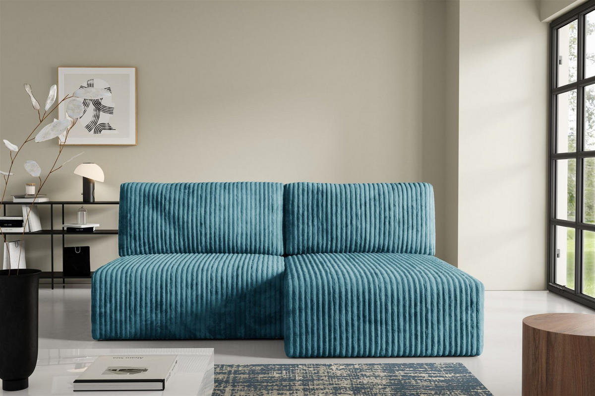 ECKSOFA Natalia Xs - Blau, Holzwerkstoff/Textil (210/149cm) - Fun Möbel