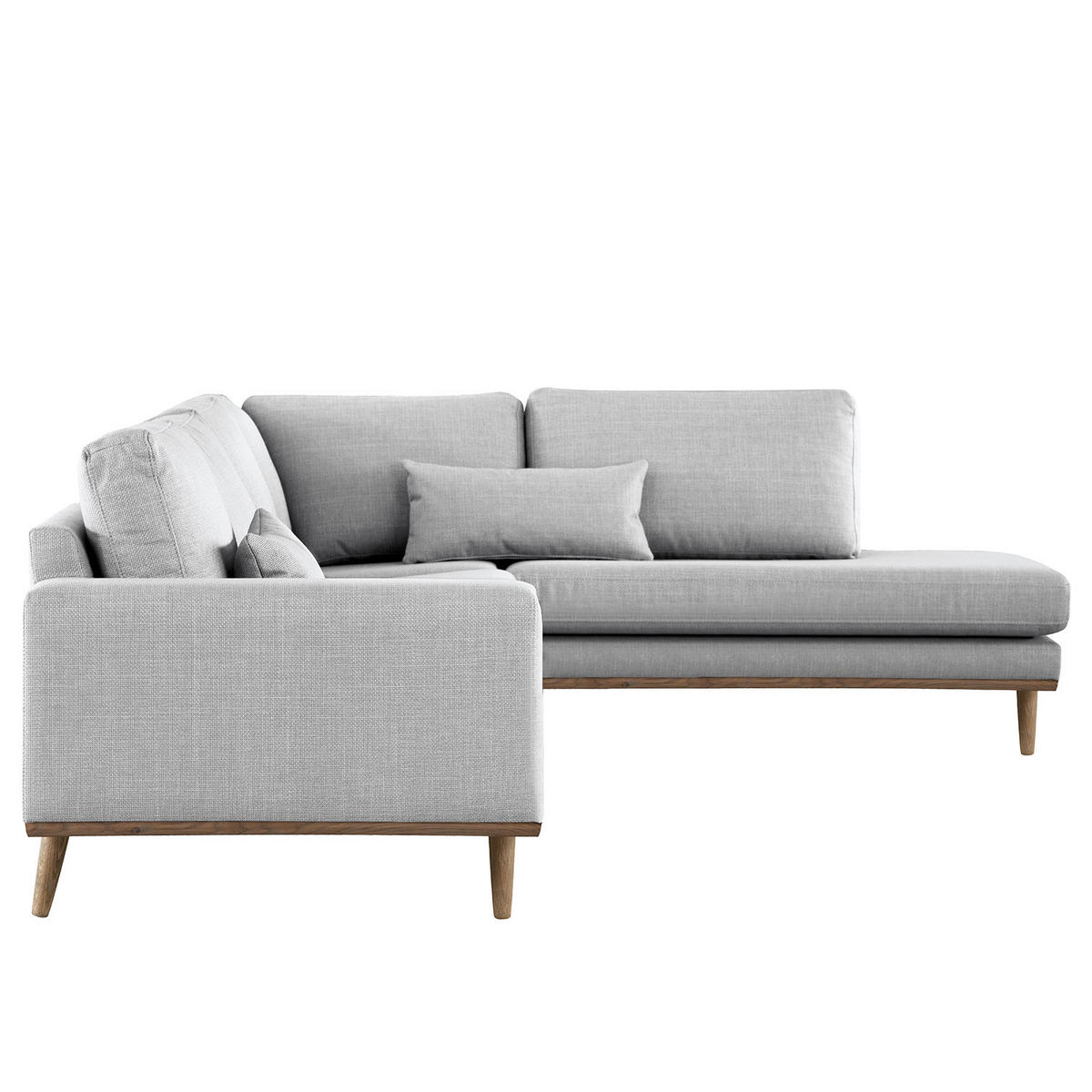ECKSOFA mit Ottomane - Eichefarben/Hellgrau, Eichenholz/Textil (287/219cm) - home24