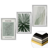 WANDBILDER 3er Set - 40x60 cm Silberner Rahmen - Pflanzenmuster in Grün - Silberfarben, Kunststoff (40/60cm) - ArtPrintCave