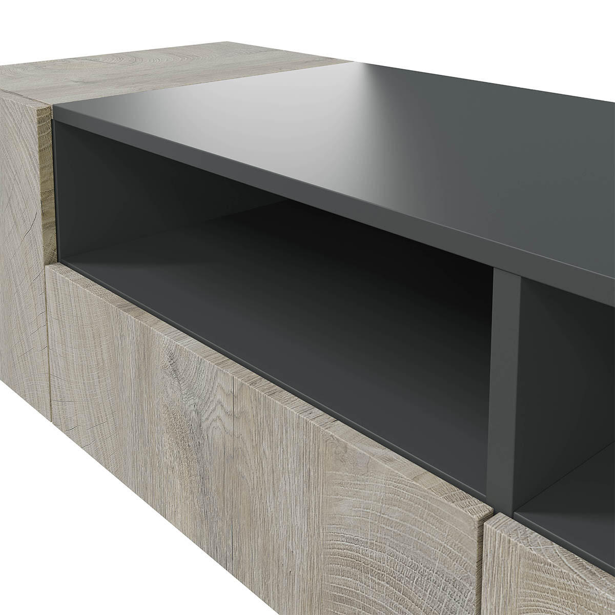 SIDEBOARD mit 3 Türen, davon 1 Flügeltür und 3 Nischen Tamiko - L150cm - Eiche Artisan/Grau, Holzwerkstoff (41/76/150cm) - Calicosy