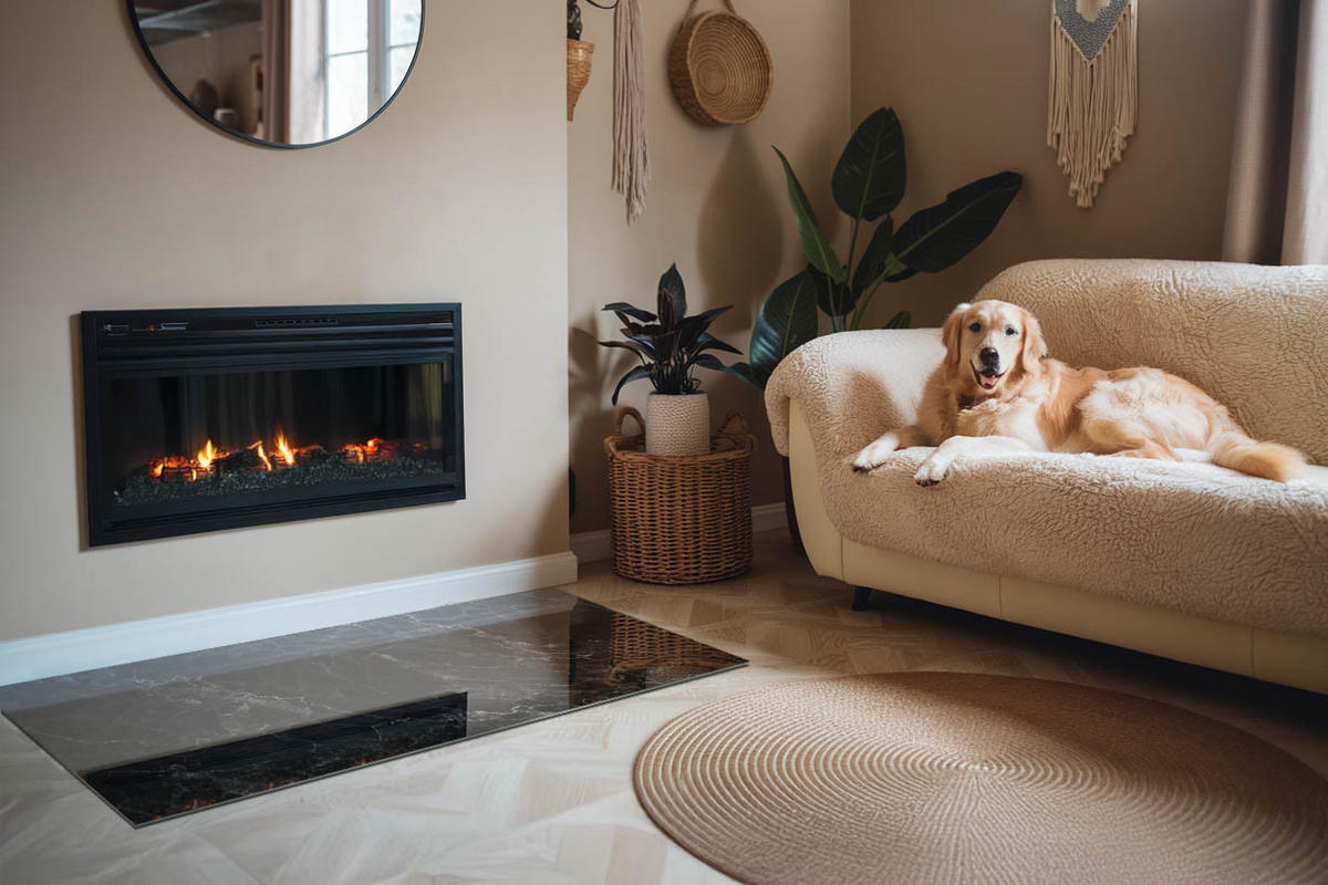 GLASPLATTE für Kamin 140x70 cm Schwarz - Schwarz, Glas (140/70/0.4cm) - ArtPrintCave