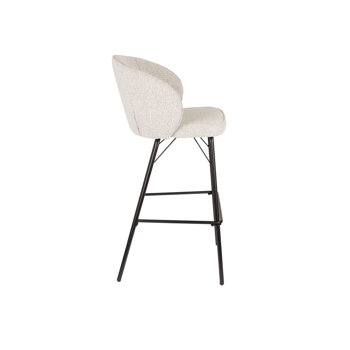 BARHOCKER Joa mit Rückenlehne 75 cm Bouclé Beige - 2 er Set - Beige, Kunststoff (52/100/50cm) - Housecraft Living