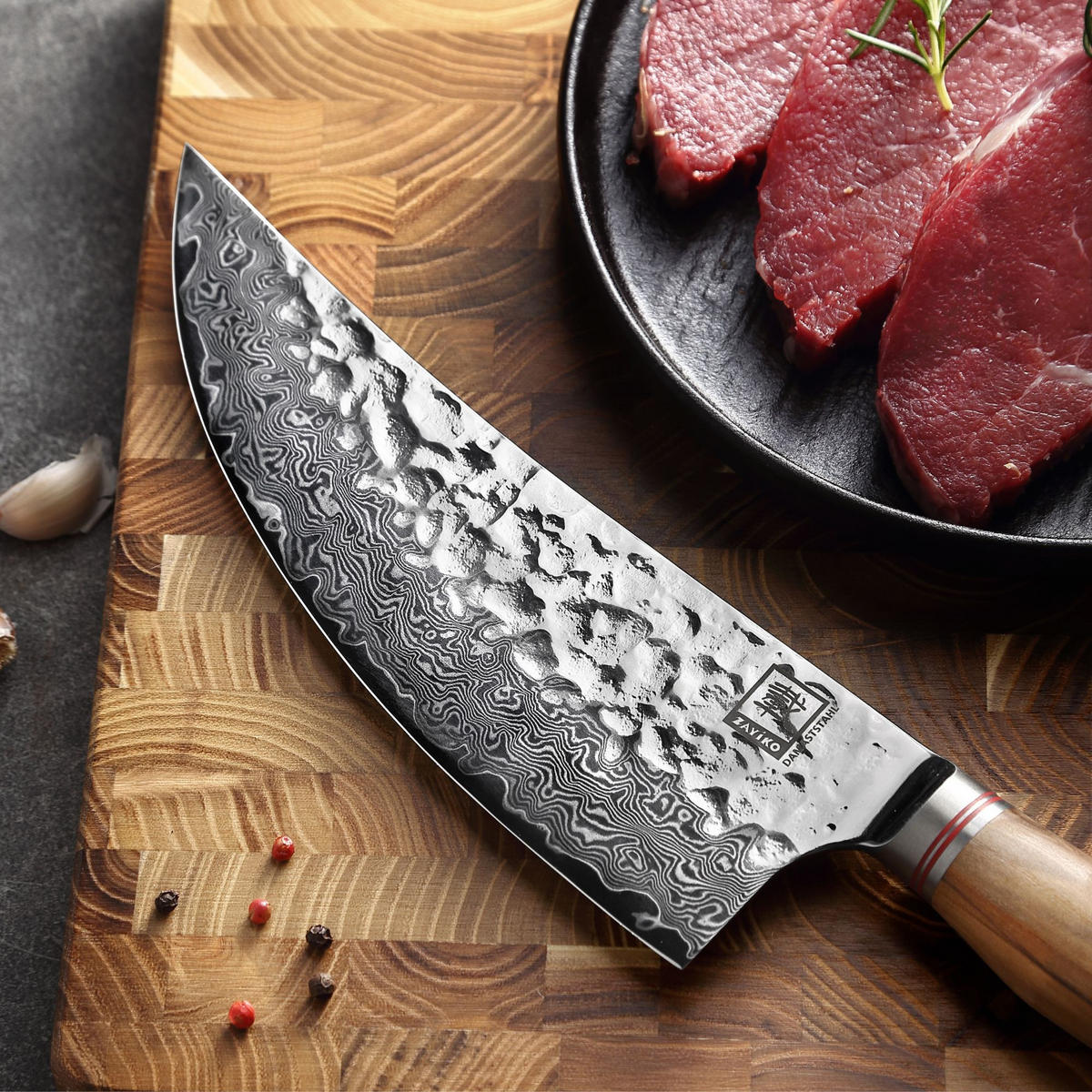 KOCHMESSER 20 cm - Braun, Holz/Metall (35cm) - Zayiko