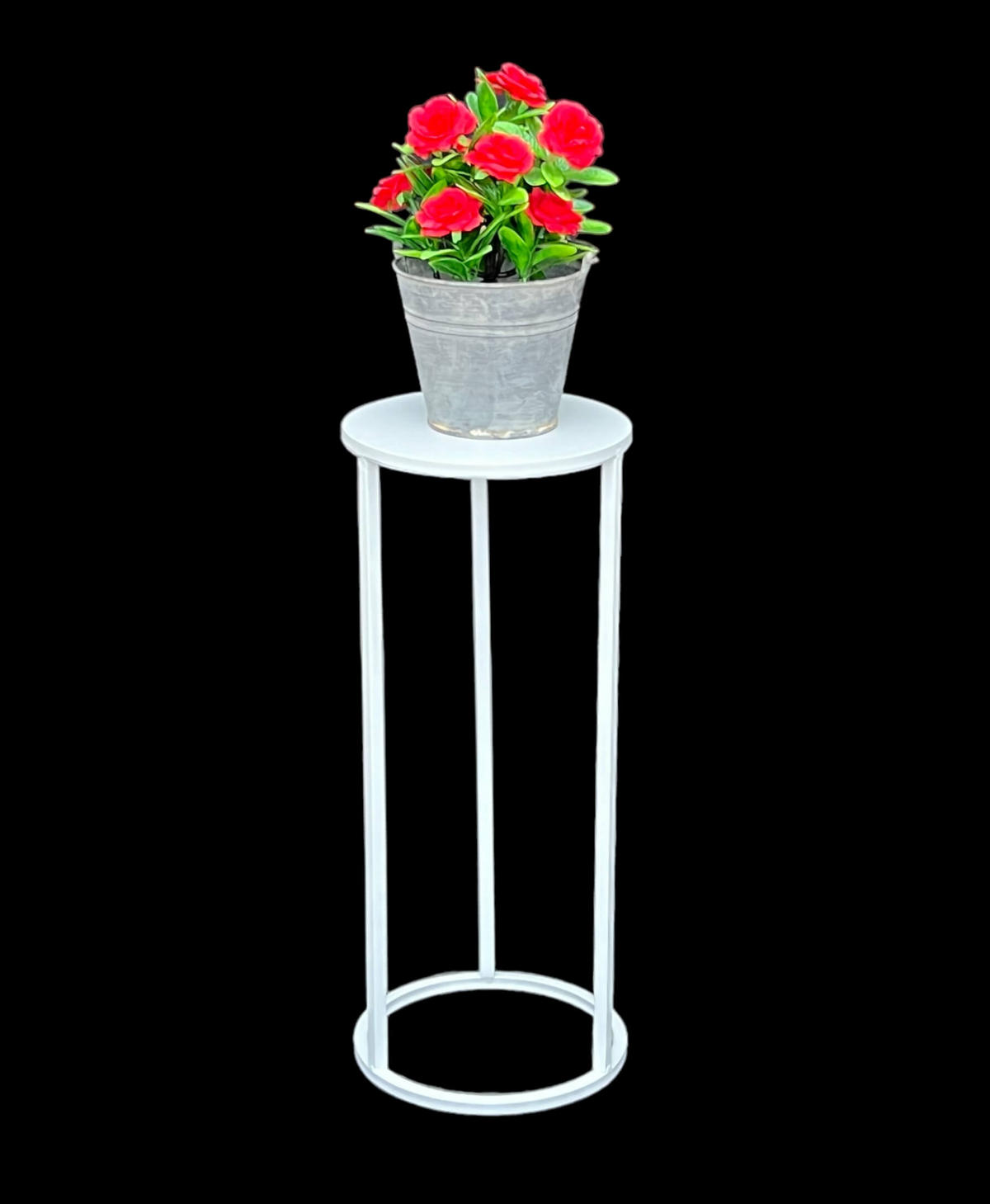DANDIBO Blumenhocker Metall Weiß Rund 50 cm Blumenständer Beistelltisch 96483 S Blumensäule Modern Pflanzenständer Pflanzenhocker - Weiß, Metall (20/50/20cm) - DanDiBo