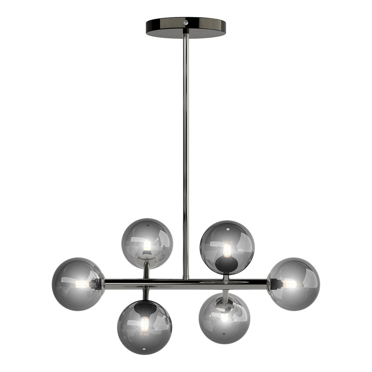 DECKENLEUCHTE - Metall / Glas - 6-flammig - Transparent/Grau, Glas/Metall (33/60/70cm) - home24