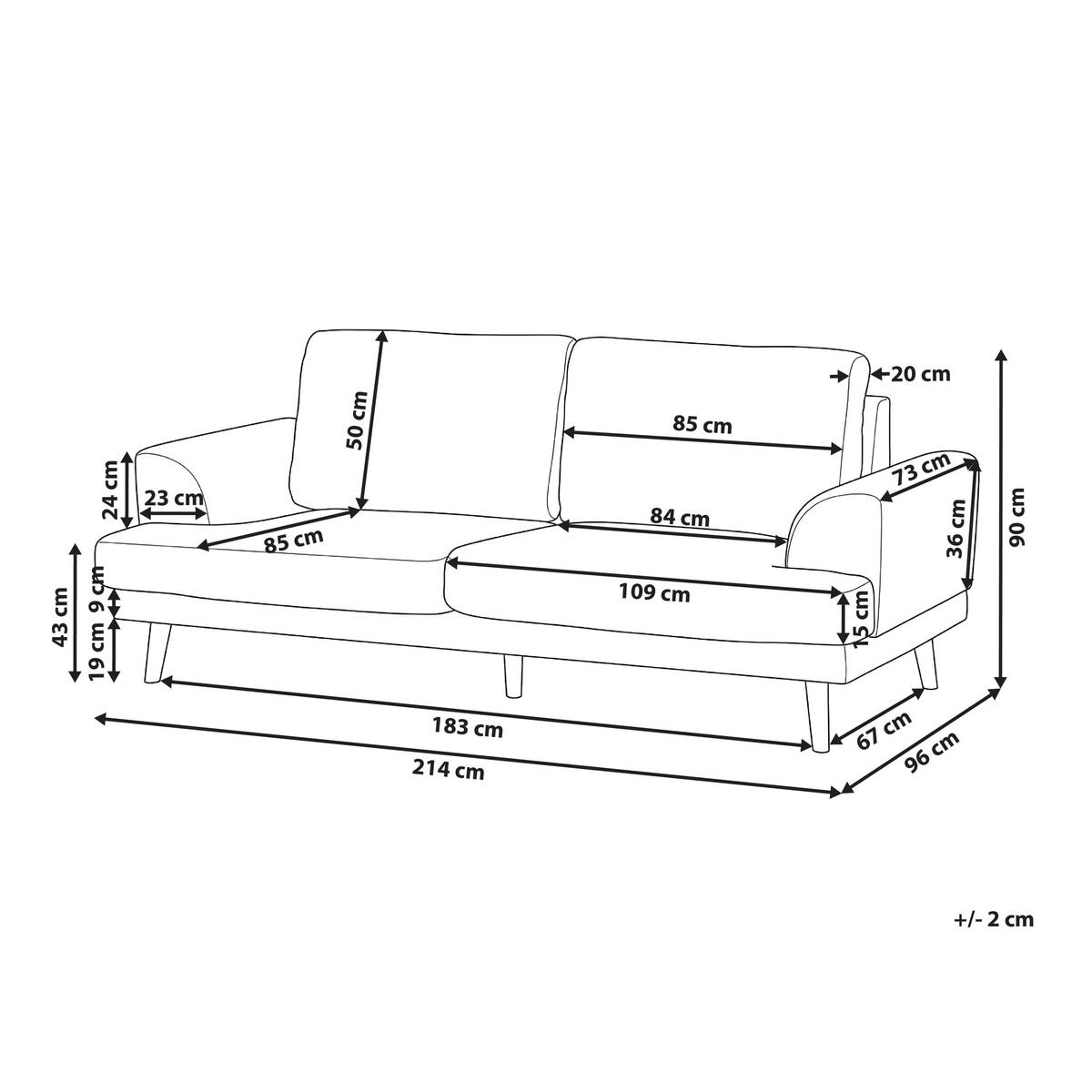 POHOVKA 3-místná Látka Světle béžová Kildal - béžová, textil (214/90/96cm) - Beliani