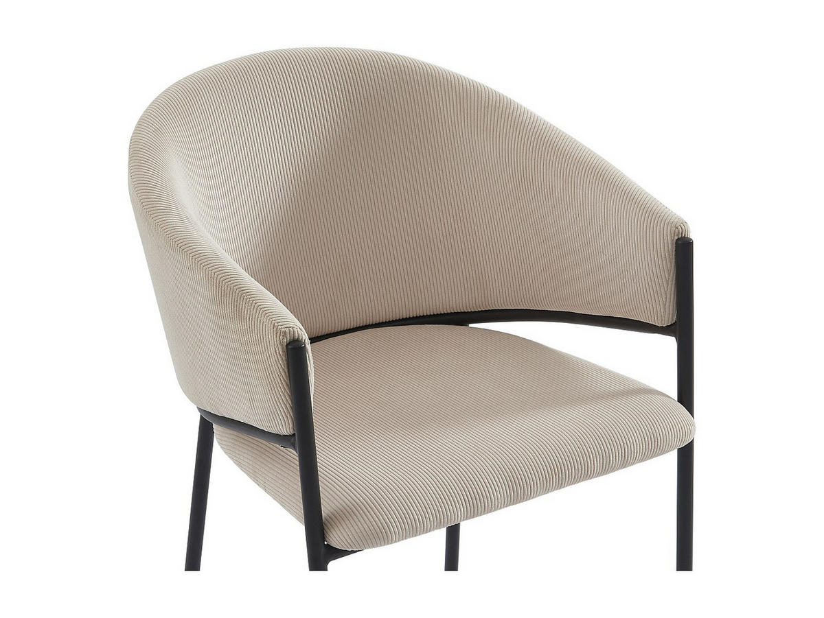 STUHL mit Armlehnen 2er-Set - Cord & Schwarzes Metall - Cremefarben - ORDIDA - Creme, Textil (53/80/61cm) - Pascal Morabito