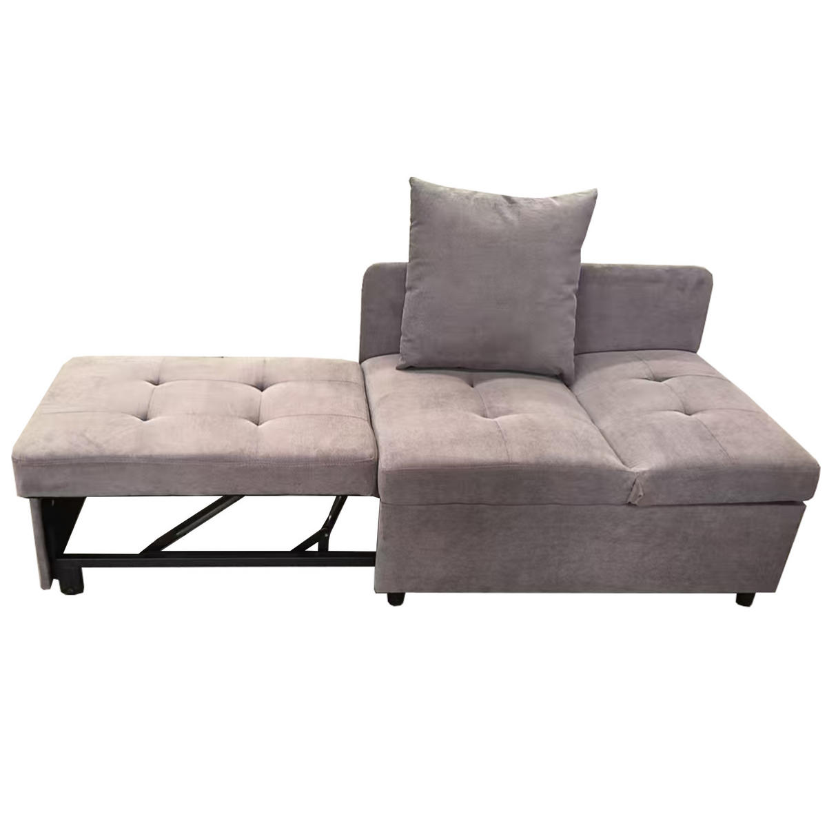 SCHLAFSOFA aus Leinenstoff 177x68x65 cm Grau 3-in-1 mit 5-fach verstellbarer Rückenlehne - Grau, Textil (177/65/68cm) - Modfu