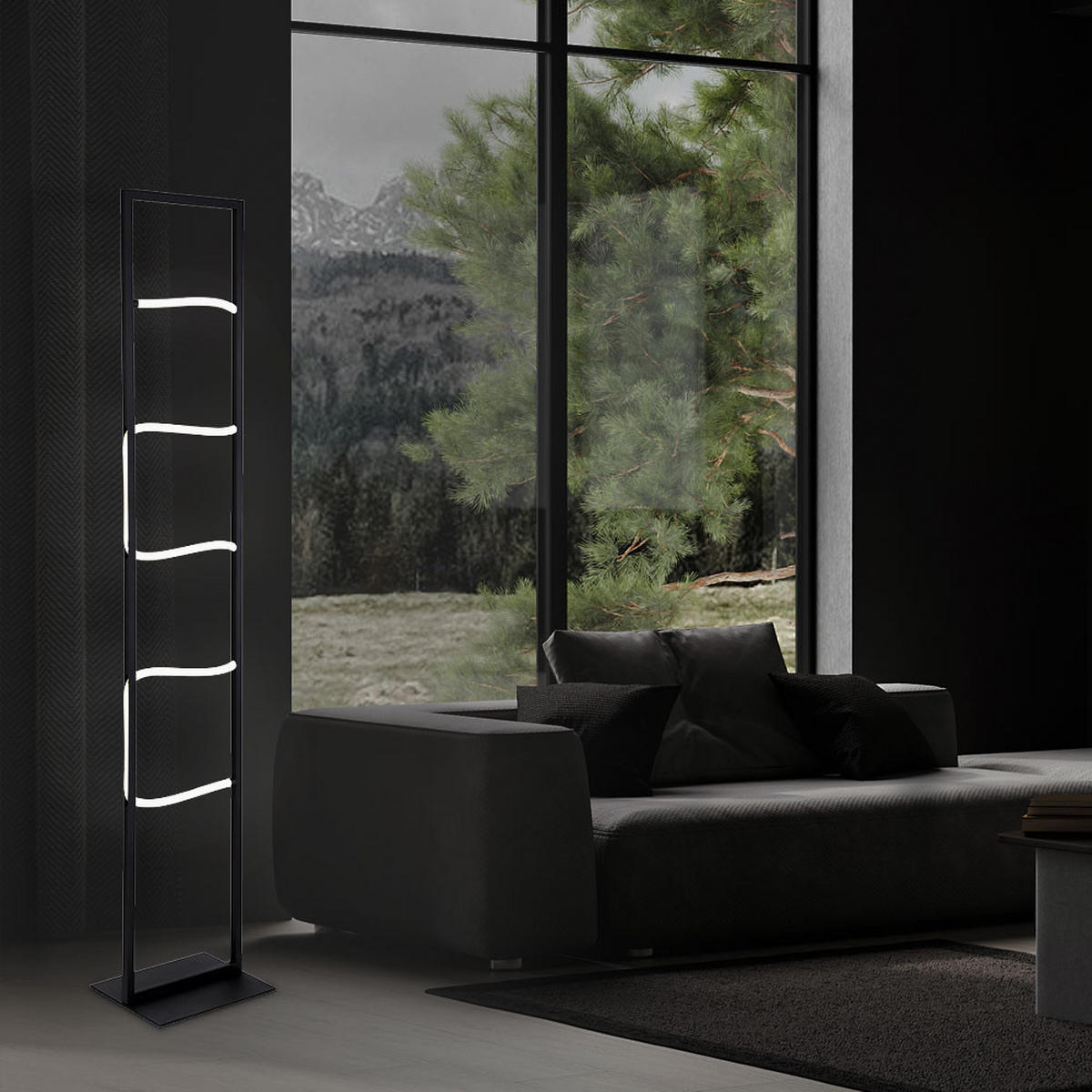 LED STEHLEUCHTE KAIA Schwarz Metall Aluminium - Schwarz, Metall (25/20/135.4cm) - Globo Lighting