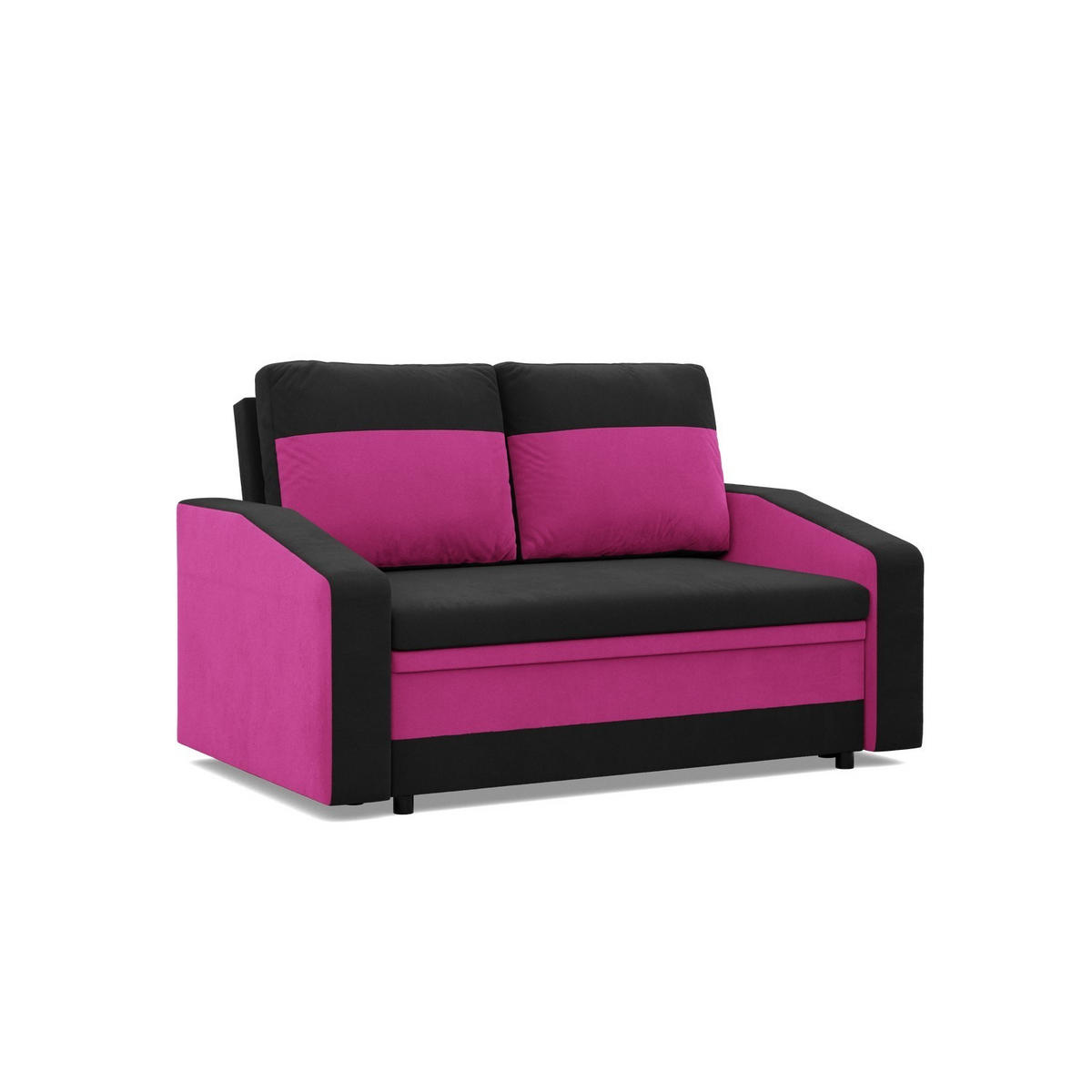 SOFA 2-SITZER MIT SCHLAFFUNKTION ORION, Schwarz + Rosa - Pink/Schwarz, Textil (148/90/87cm)