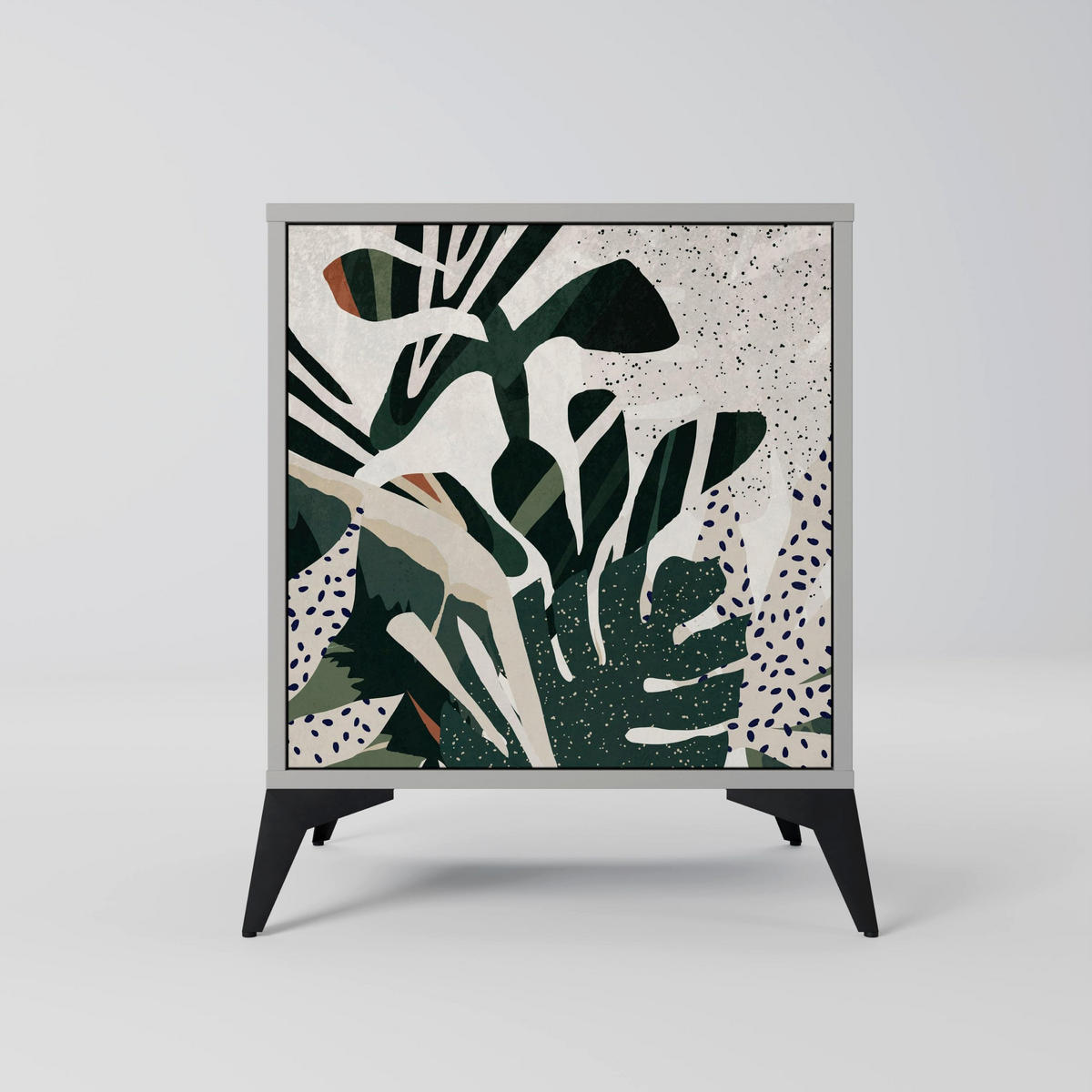 SIDEBOARD VERDURE FORMATION, Grau, 57,5x42x67,5 cm, Schwarze Metall-Rahmenfüße - Multicolor/Schwarz, Holzwerkstoff/Metall (57.5/67.5/42cm) - SpaceRebels