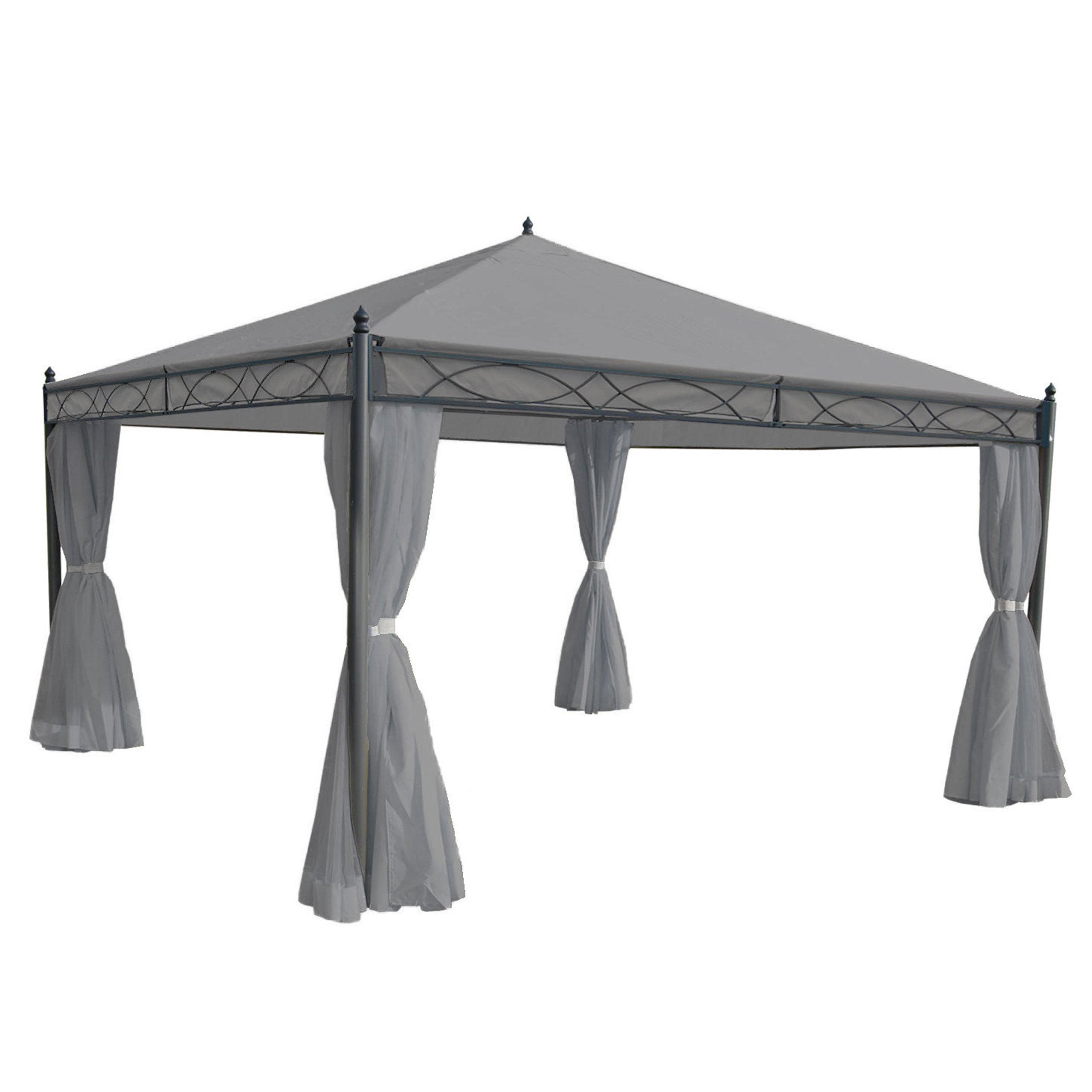 PERGOLA Cadiz 290x400x400cm Hellgrau Seitenwand - Hellgrau, Metall (400/290/400cm) - BERLINLODGE