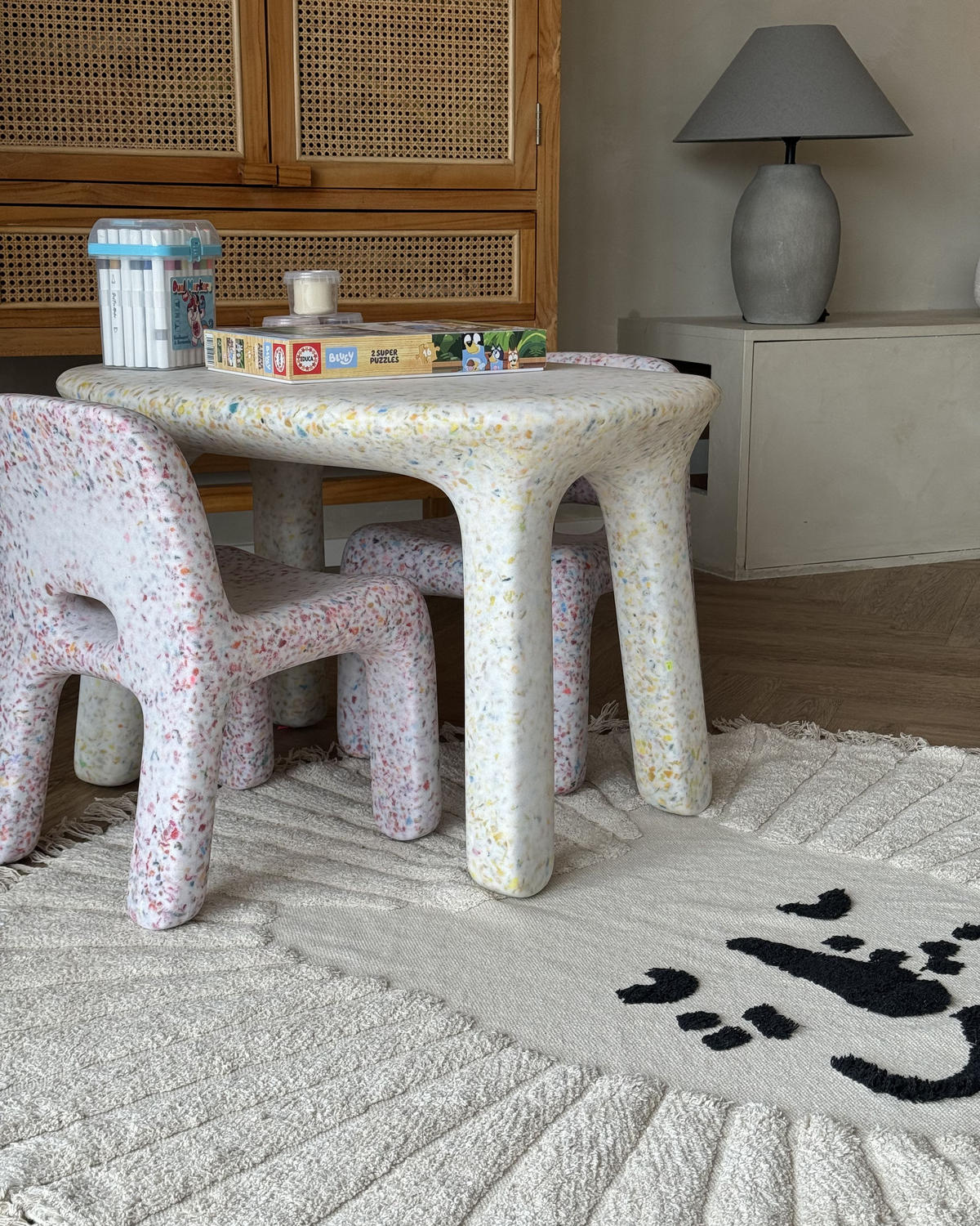 KRÁTKOVLASÝ KOBEREC Béžový 140 cm Badhani - černá/béžová, textil (140/140cm) - Beliani