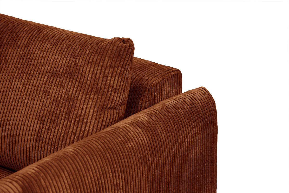 SOFA TAUER 3-Sitzer, orange - Dunkelorange/Schwarz, Holzwerkstoff/Kunststoff (112/84/206cm) - Courtois Laville