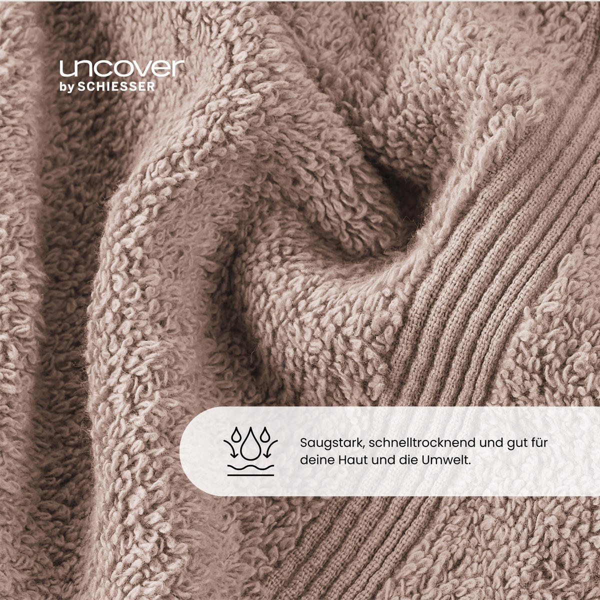HANDTUCHSET Brooklyn - 4-teilig - 50x100cm - Taupe - Taupe, Textil (50/100cm) - Uncover by Schiesser