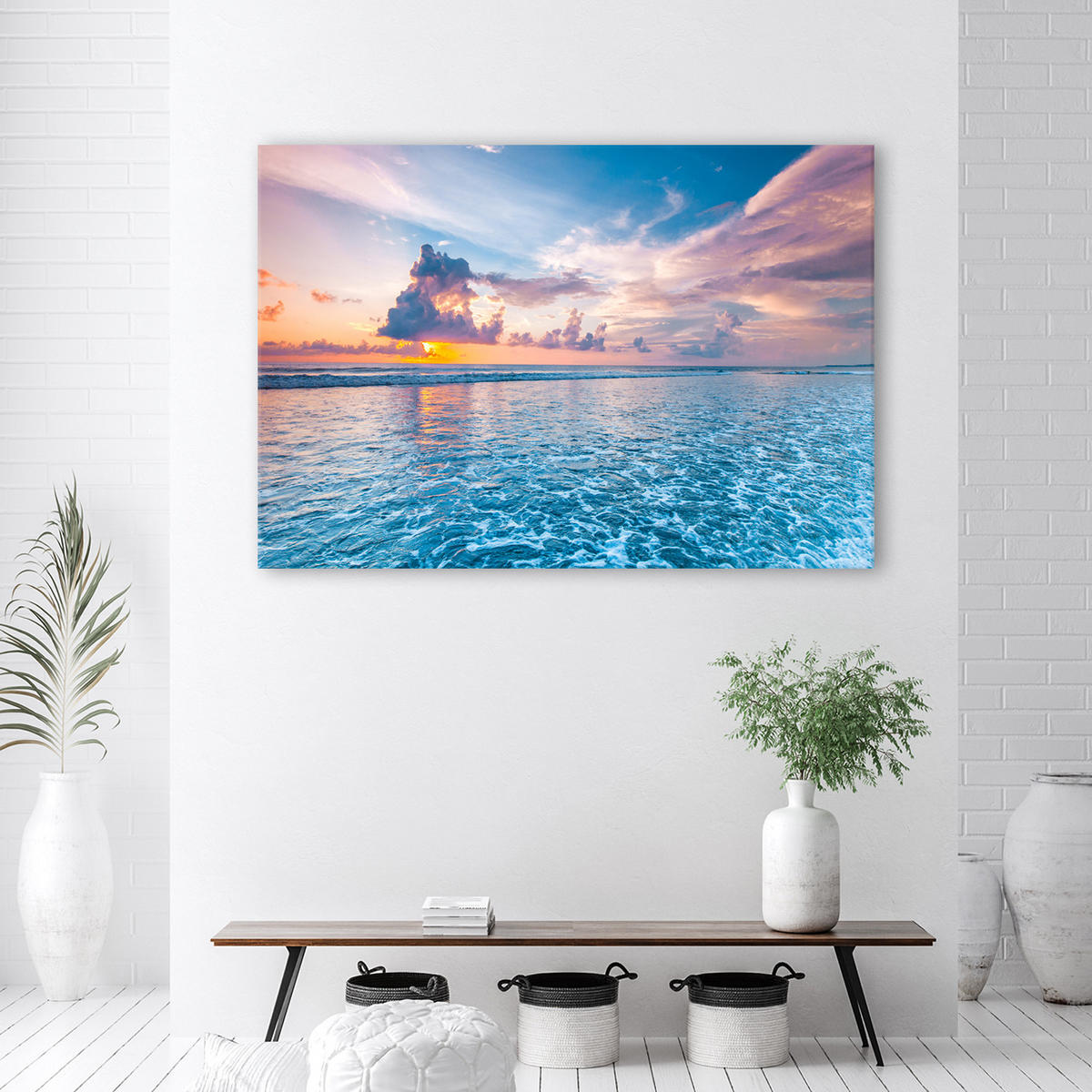 WANDBILD sonnenuntergang am meer - Blau, Textil (60/40cm) - Feeby