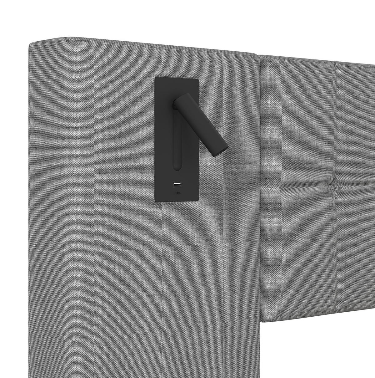 POLSTERBETT 180/200 cm Grau aus Leinen mit LED-Leiste und USB - Grau, Textil (180/200cm) - OKMYHOME