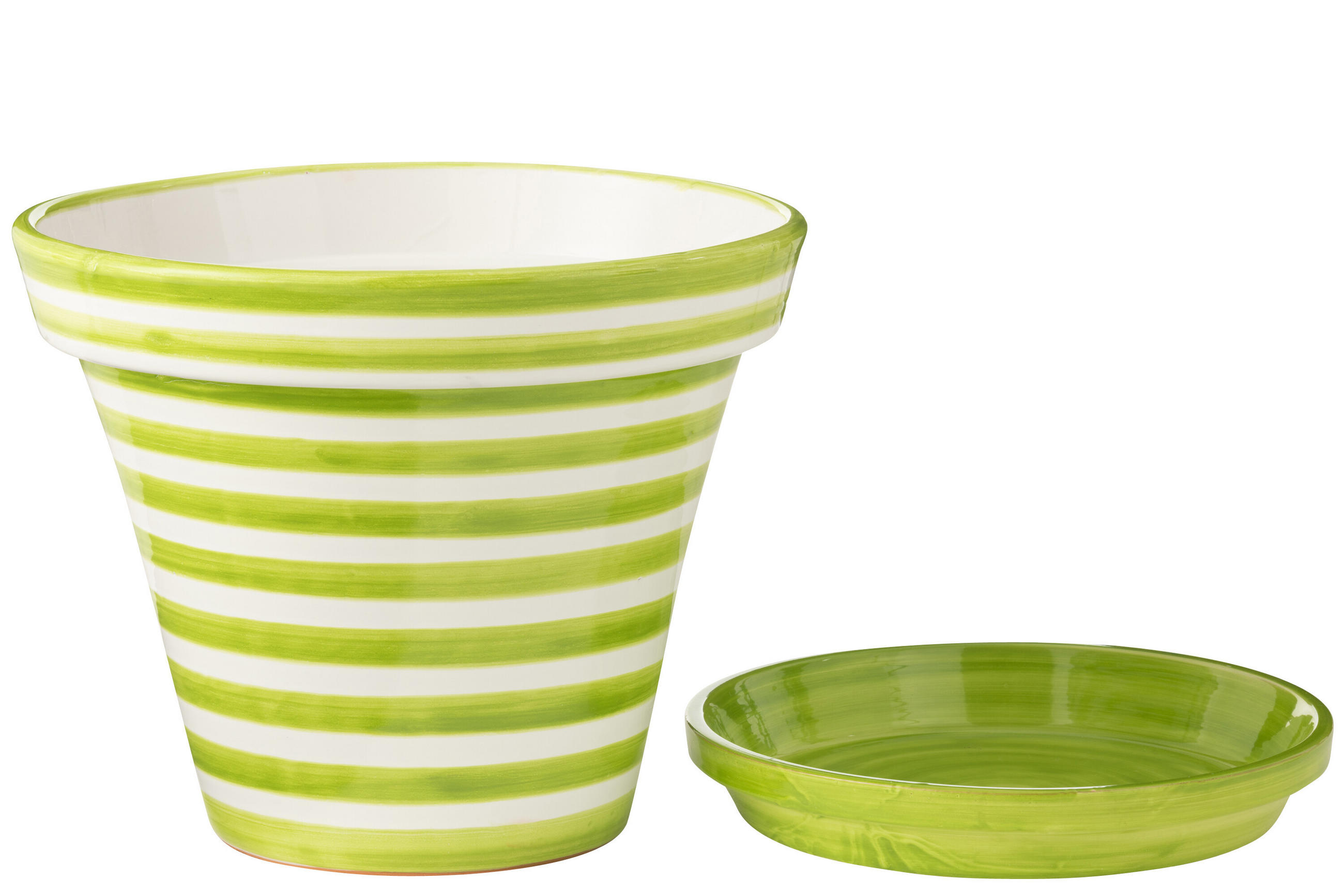 BLUMENTOPF GRANADA STRIPES - Töpferei - Grün - XL - Ø 50 cm - Multicolor, Keramik (50/40cm) - J-Line