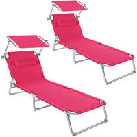 GARTENLIEGE 2er Set Chloé, 190 x 68 x 111 cm, pink - Pink, Kunststoff (68/65/190cm) - tectake