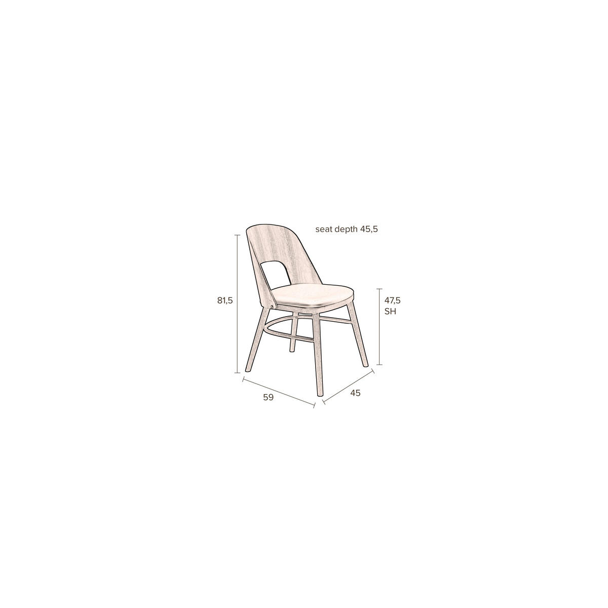 ESSZIMMERSTUHL Talika Braun - 2 er Set - Schwarz/Braun, Holz (45/81.5/59cm) - Dutchbone