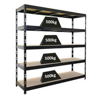 SCHWERLASTREGAL Rhino 200x200x60 cm 5 Spanplatten-Ebenen 8mm Fachlast 500 kg Schwarz - Schwarz, Metall (200/200/60cm) - PROREGAL