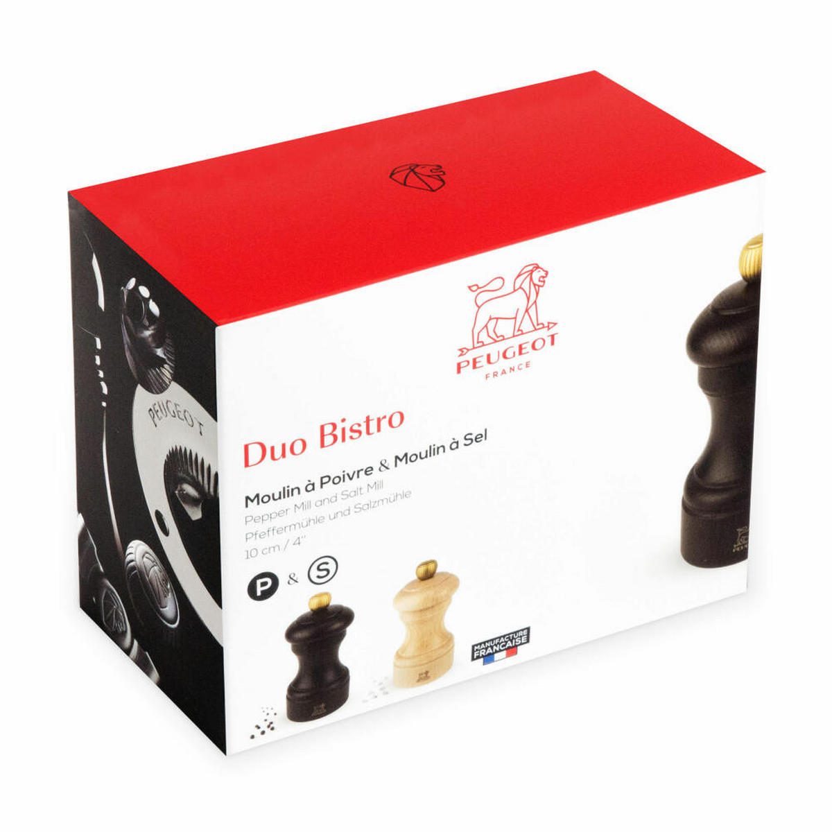 MÜHLENSET Bistro 10cm Pfeffer- & Salzmühle Buchenholz Stahlmahlwerk Natur/Schokolade - Braun, Holz (10.6/10/5.3cm) - PEUGEOT