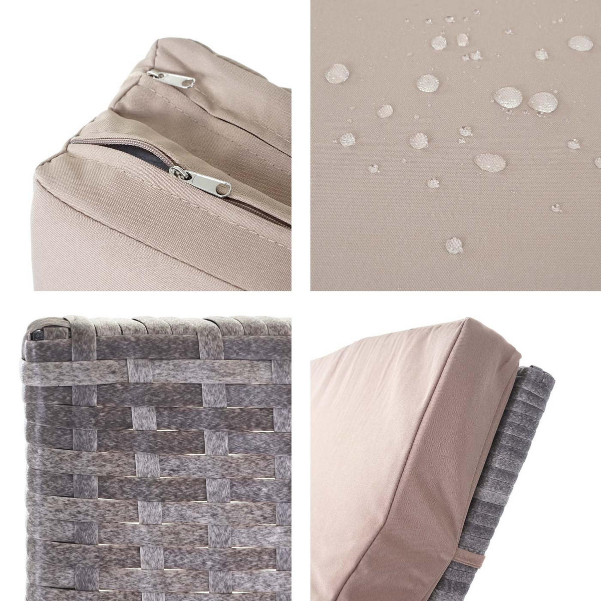 SONNENLIEGE Grau, Beige - Beige/Grau, Kunststoff (60/91/205cm) - MCW