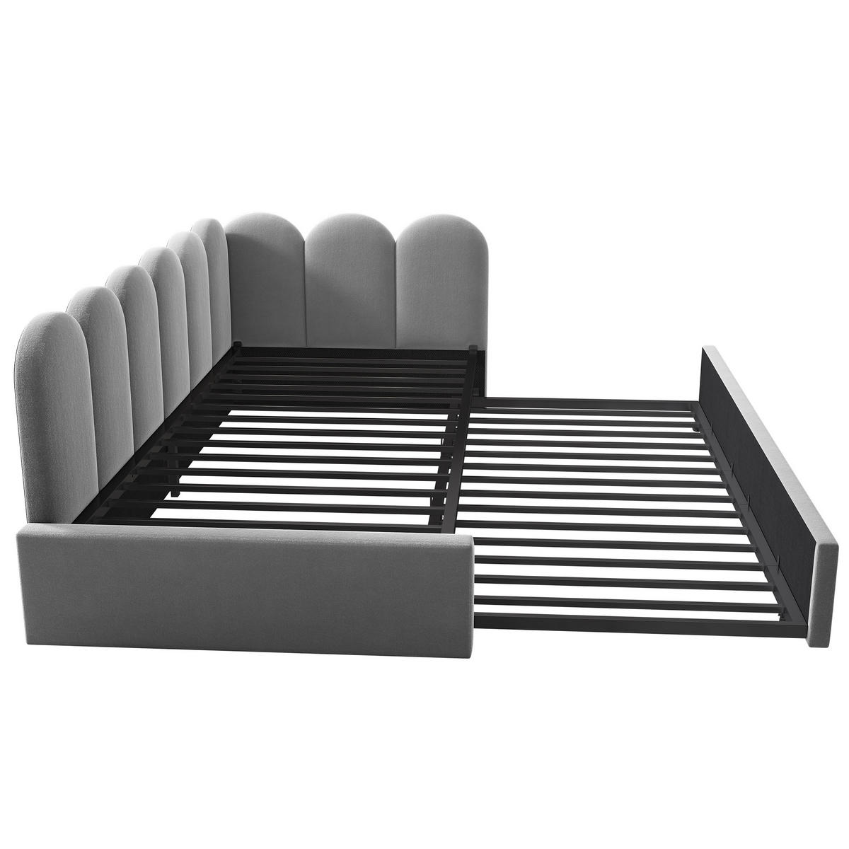 TAGESBETT 90/200 cm Ausziehbett 90/190 cm Samt Grau - Grau, Textil - OKWISH