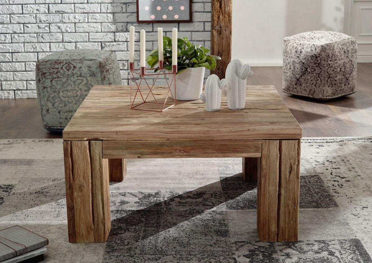 COUCHTISCH Teak 90x90x45 BASSANO #104 - Braun, Holz (90/90/45cm) - Massivmoebel24
