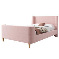 KINDERBETT aus Samt 90x200 cm Rosa mit Weltraummuster und Lattenrost - Rosa, Textil (90/200cm) - IVMEU