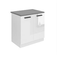 SPÜLENUNTERSCHRANK 80 cm SDZ mit Arbeitsplatte, mit 2 Türen, Weiß Hochglanz - Weiß, Holz (80/85/51.6cm) - B BELINI GROUP